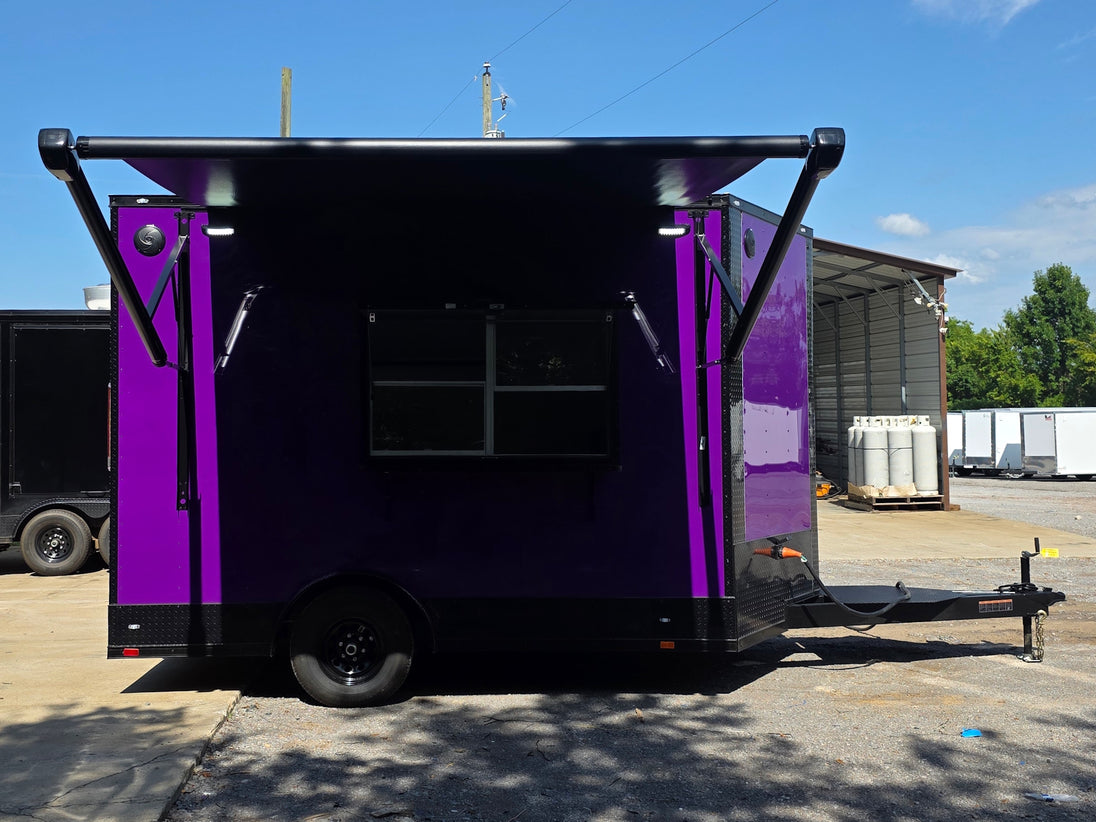8.5' X 12' Purple With Blackout Food Event Catering and Vending Open left side picture 