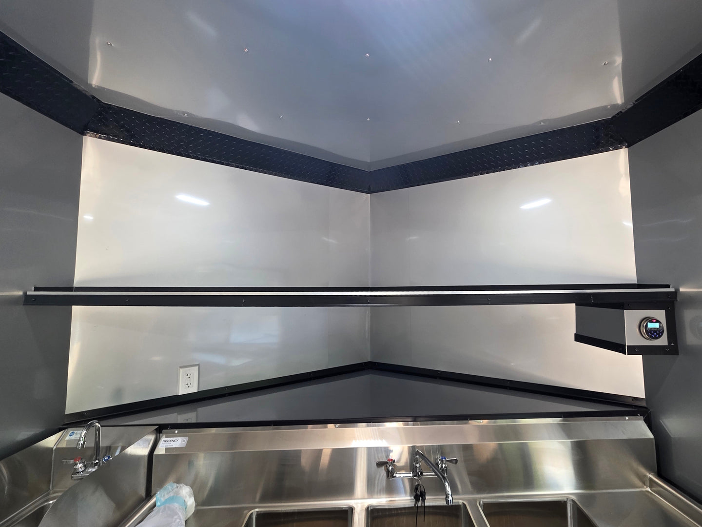 8.5' X 12' Purple With Blackout Food Event Catering and Vending V nose shelf picture 