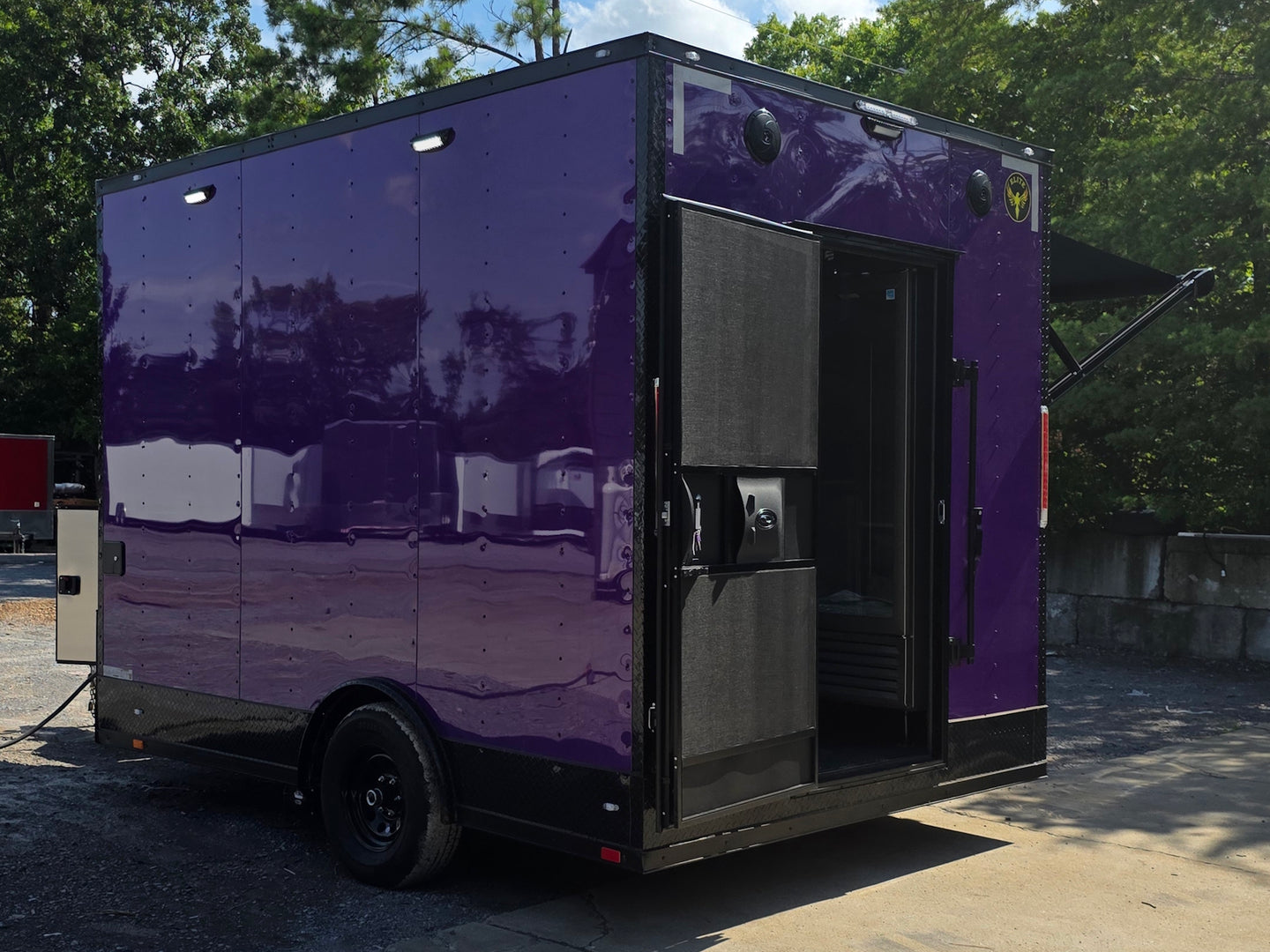 8.5' X 12' Purple With Blackout Food Event Catering and Vending Open back left angle picture 