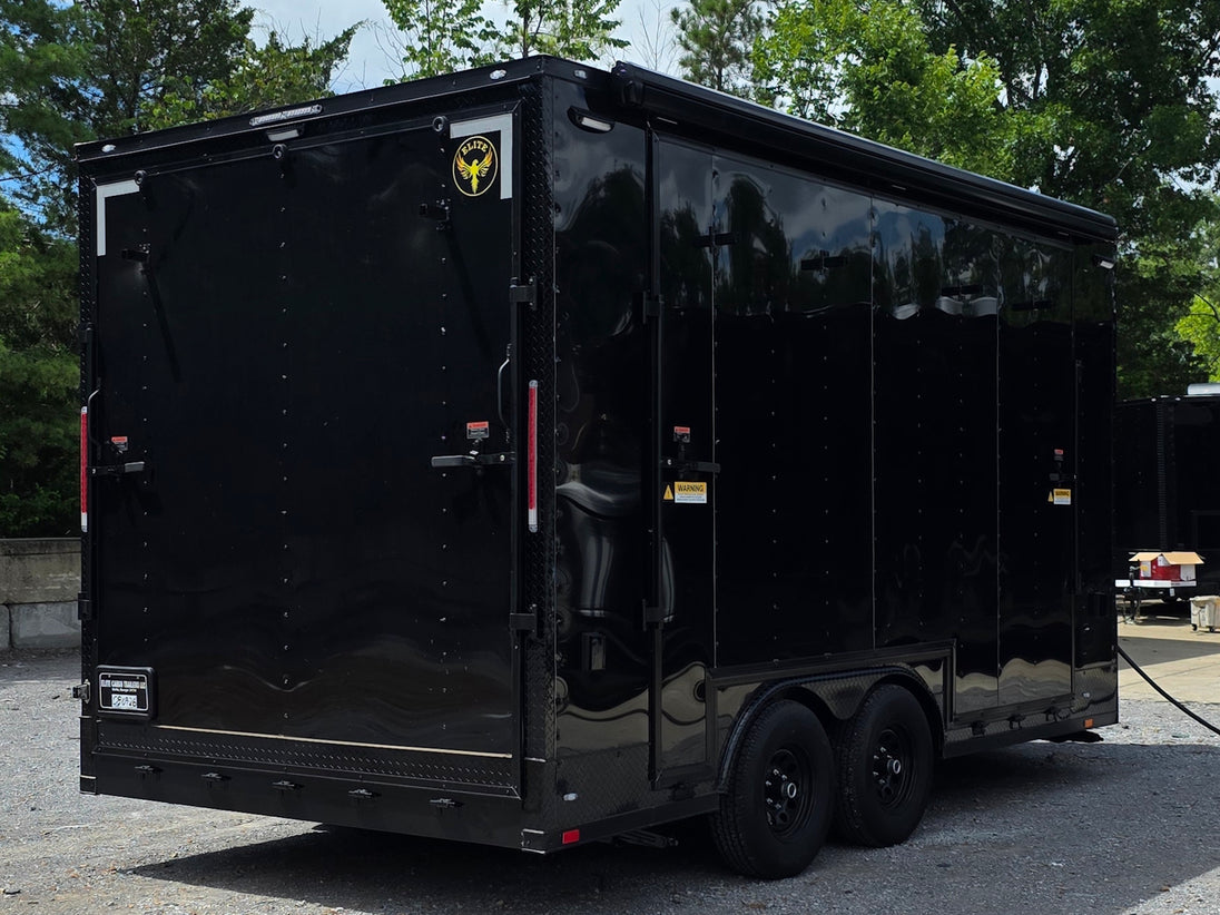 8.5' X 16' Custom Stage Trailer Mobile Event Marketing Promotional Showcase back right-angle picture 