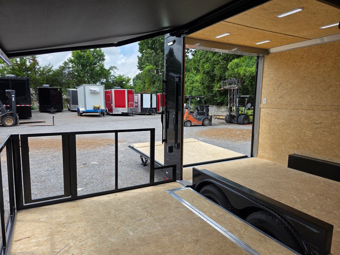 8.5' X 16' Custom Stage Trailer Mobile Event Marketing Promotional Showcase Front left angle picture 