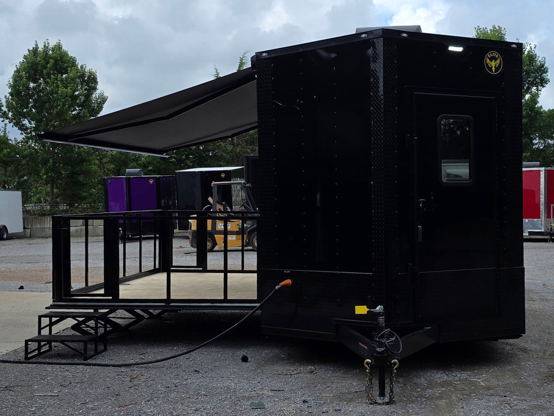 8.5' X 16' Custom Stage Trailer Mobile Event Marketing Promotional Showcase Open front side picture 