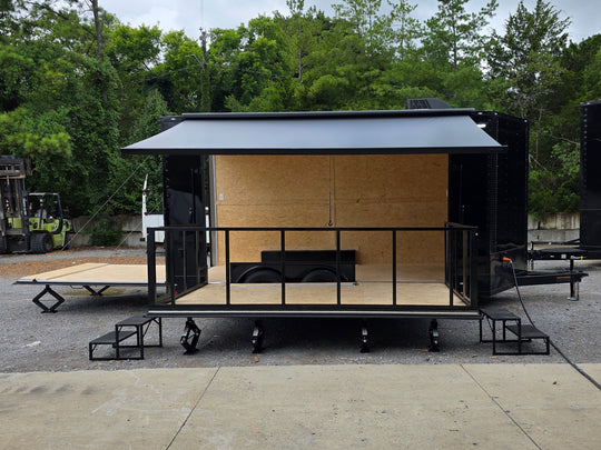 8.5' X 16' Custom Stage Trailer Mobile Event Marketing Promotional Showcase Open left side picture 