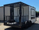 8.5’ X 16’ White Mobile kitchen food event concession trailer w/ 6’ Porch Back right angle view 