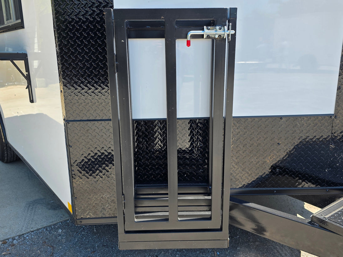 8.5’ X 16’ White Mobile kitchen food event concession trailer w/ 6’ Porch Cage picture 