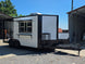 8.5’ X 16’ White Mobile kitchen food event concession trailer w/ 6’ Porch Open front left angle picture 