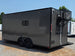 8.5' X 20' Charcoal Grey Custom Enclosed Trailer Mobile Office and Command Center Back left angle picture 