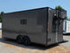 8.5' X 20' Charcoal Grey Custom Enclosed Trailer Mobile Office and Command Center Back left angle picture 