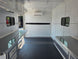 8.5' X 20' Charcoal Grey Custom Enclosed Trailer Mobile Office and Command Center Interior front side picture 