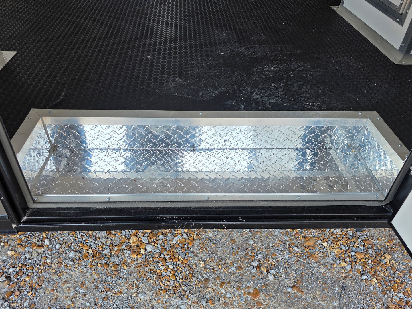 8.5' X 20' Charcoal Grey Custom Enclosed Trailer Mobile Office and Command Center Interior step picture 