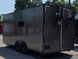8.5' X 20' Charcoal Grey Custom Enclosed Trailer Mobile Office and Command Center Open back left angle picture 