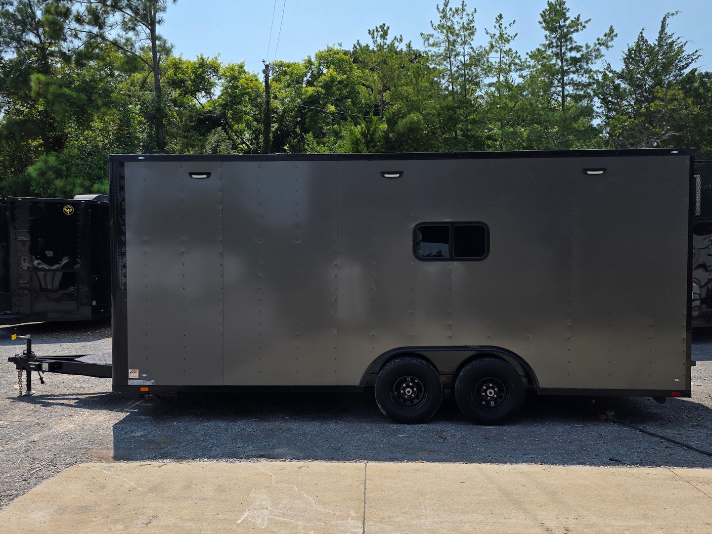 8.5' X 20' Charcoal Grey Custom Enclosed Trailer Mobile Office and Command Center Right side picture 