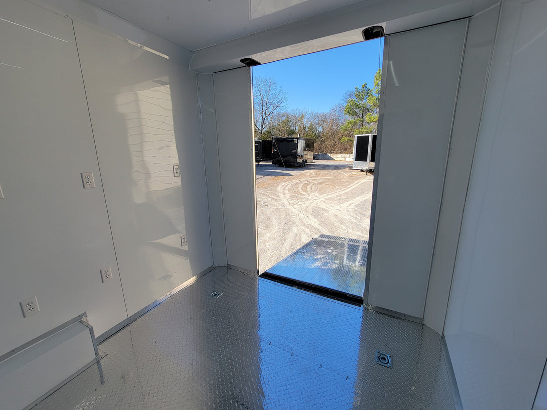 8.5' X 20' Charcoal Grey Office and Mobile Command Center Enclosed Trailer Interior 11