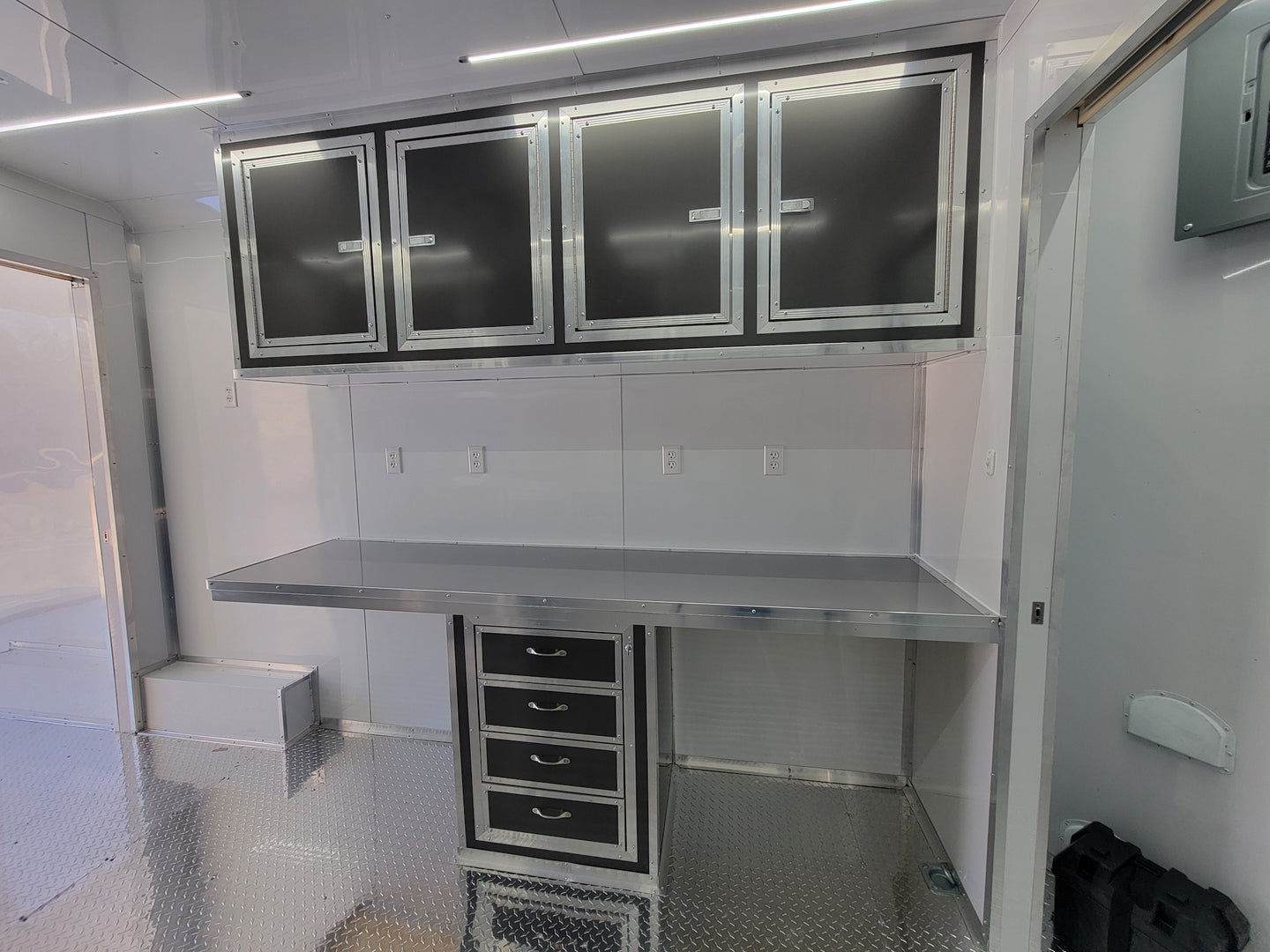 8.5' X 20' Charcoal Grey Office and Mobile Command Center Enclosed Trailer Interior 12