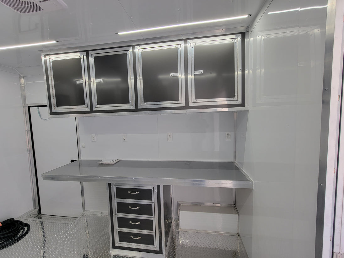 8.5' X 20' Charcoal Grey Office and Mobile Command Center Enclosed Trailer Interior 6