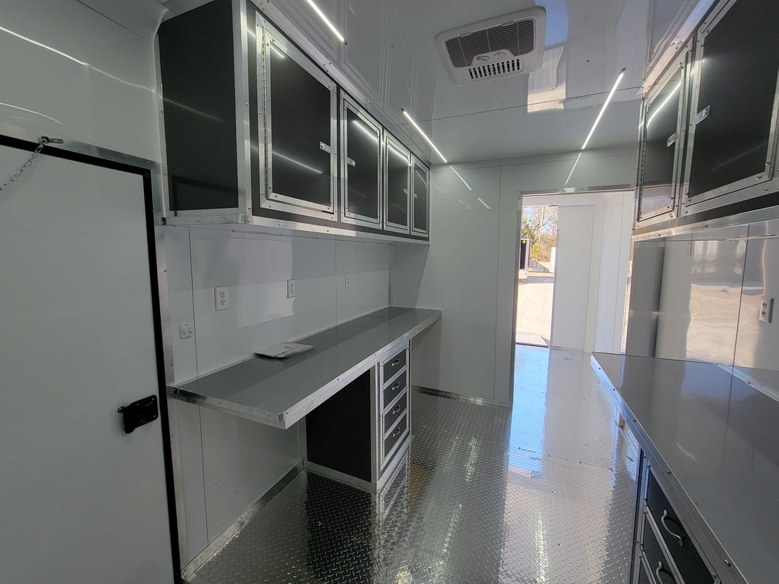 8.5' X 20' Charcoal Grey Office and Mobile Command Center Enclosed Trailer Interior 7