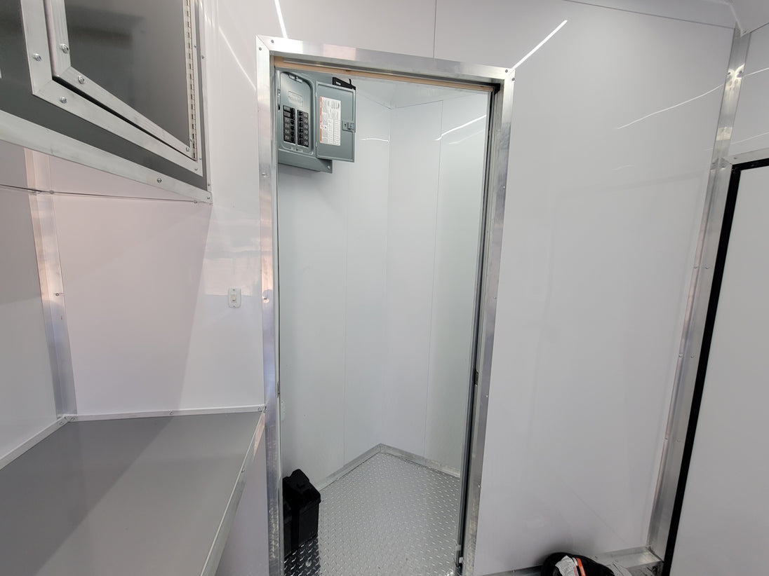 8.5' X 20' Charcoal Grey Office and Mobile Command Center Enclosed Trailer Interior 8