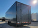 8.5' X 20' Charcoal Grey Office and Mobile Command Center Enclosed Trailer Rear Drivers Side Corner Angle 