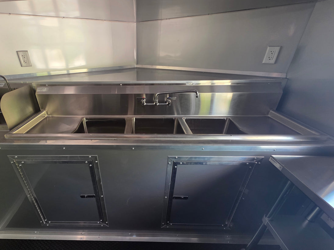8.5' X 20' Food Event Concession Trailer with 6' Screened Porch 3 bin sink picture 