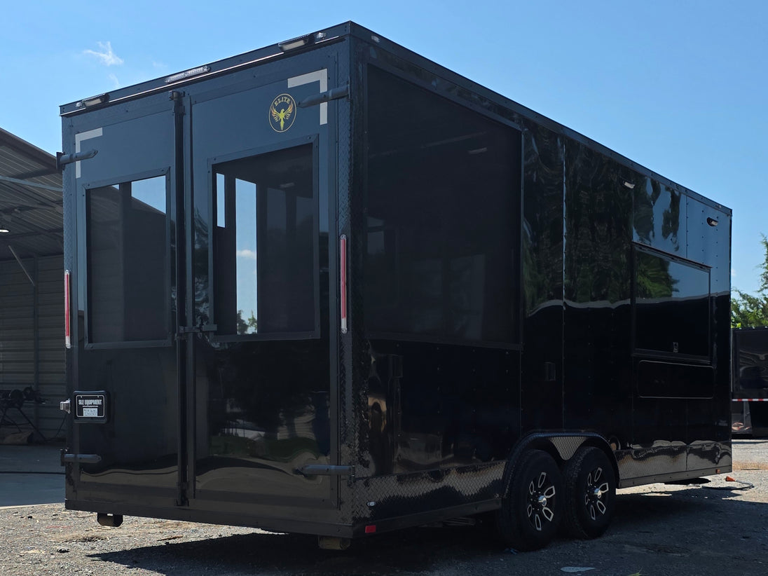 8.5' X 20' Food Event Concession Trailer with 6' Screened Porch Back right angle picture 