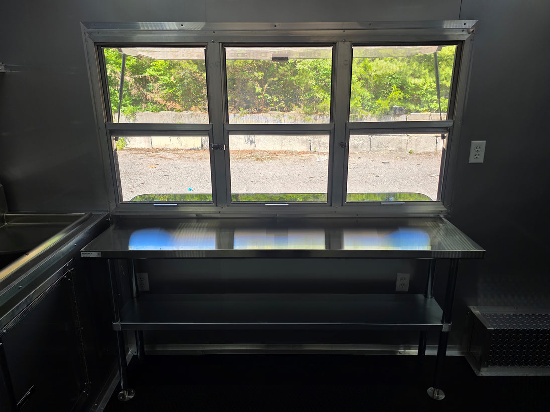 8.5' X 20' Food Event Concession Trailer with 6' Screened Porch Interior window picture 