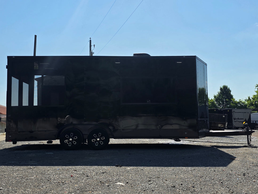 8.5' X 20' Food Event Concession Trailer with 6' Screened Porch Left side picture 
