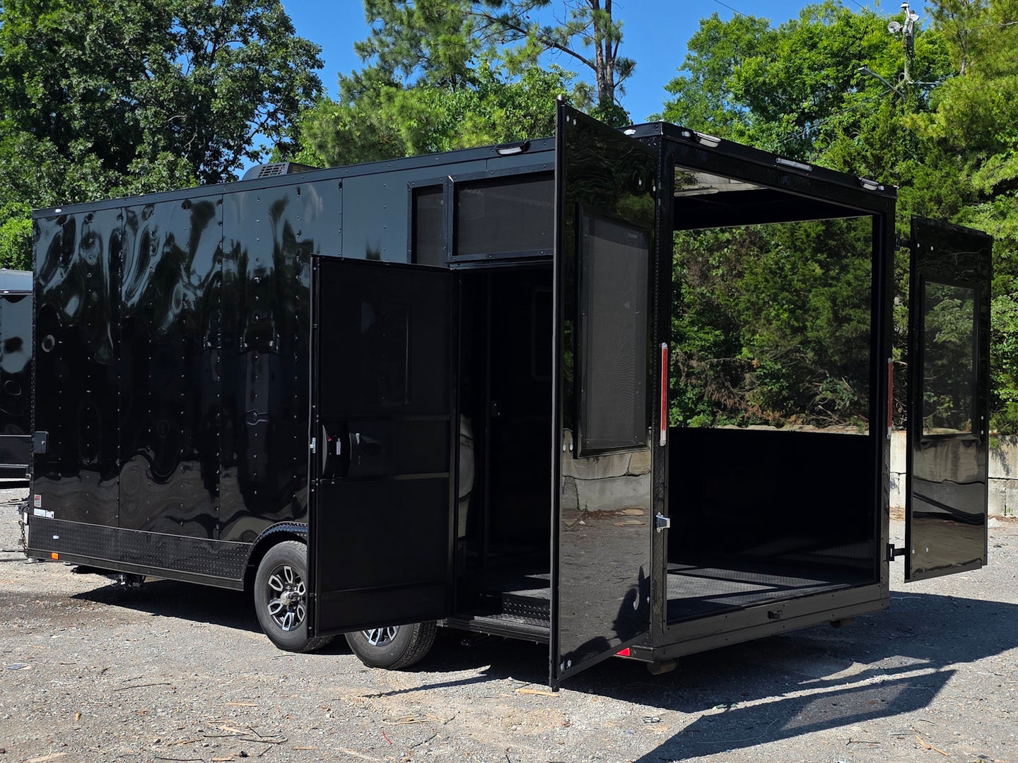 8.5' X 20' Food Event Concession Trailer with 6' Screened Porch Open back left angle picture 