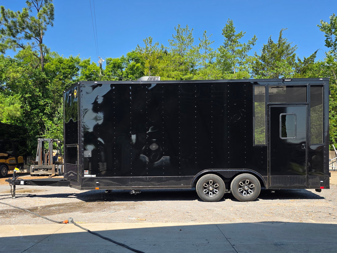 8.5' X 20' Food Event Concession Trailer with 6' Screened Porch Right side picture 