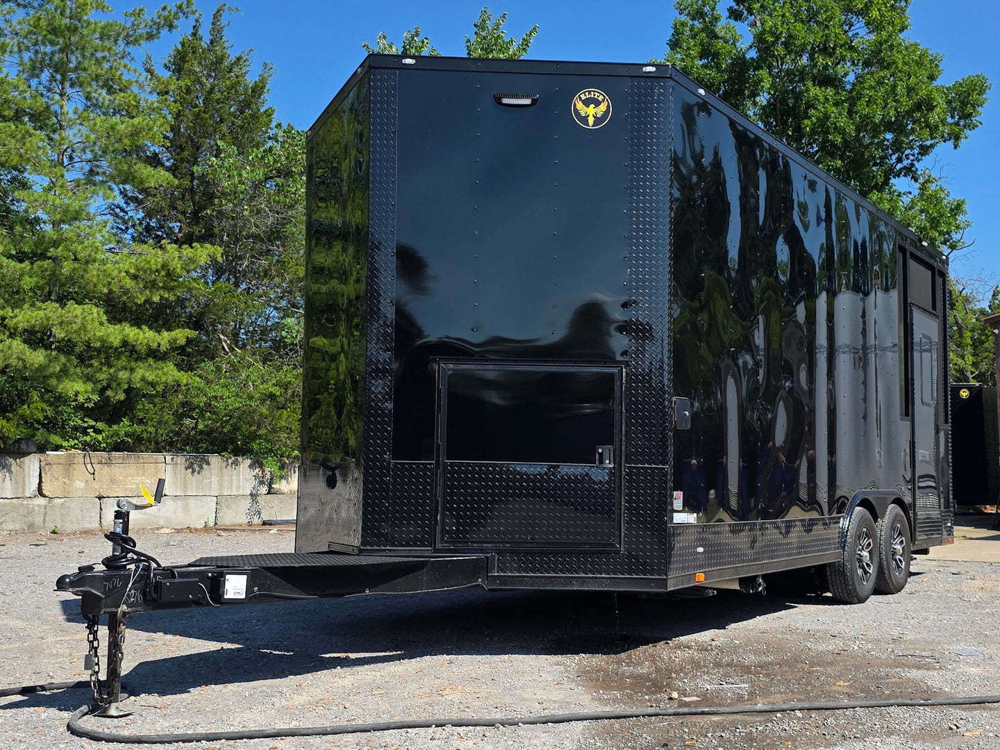 8.5' X 20' Food Event Concession Trailer with 6' Screened Porch Front right angle picture 