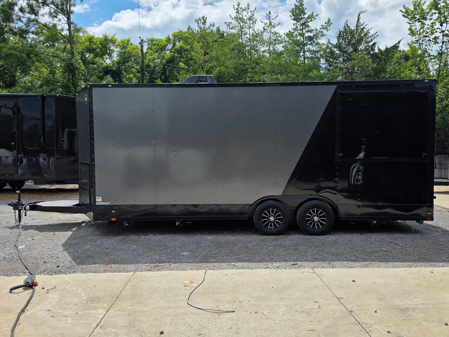 8.5' X 22' Concession Trailer Charcoal Grey and Black Two Tone Food Event Catering Right side picture 