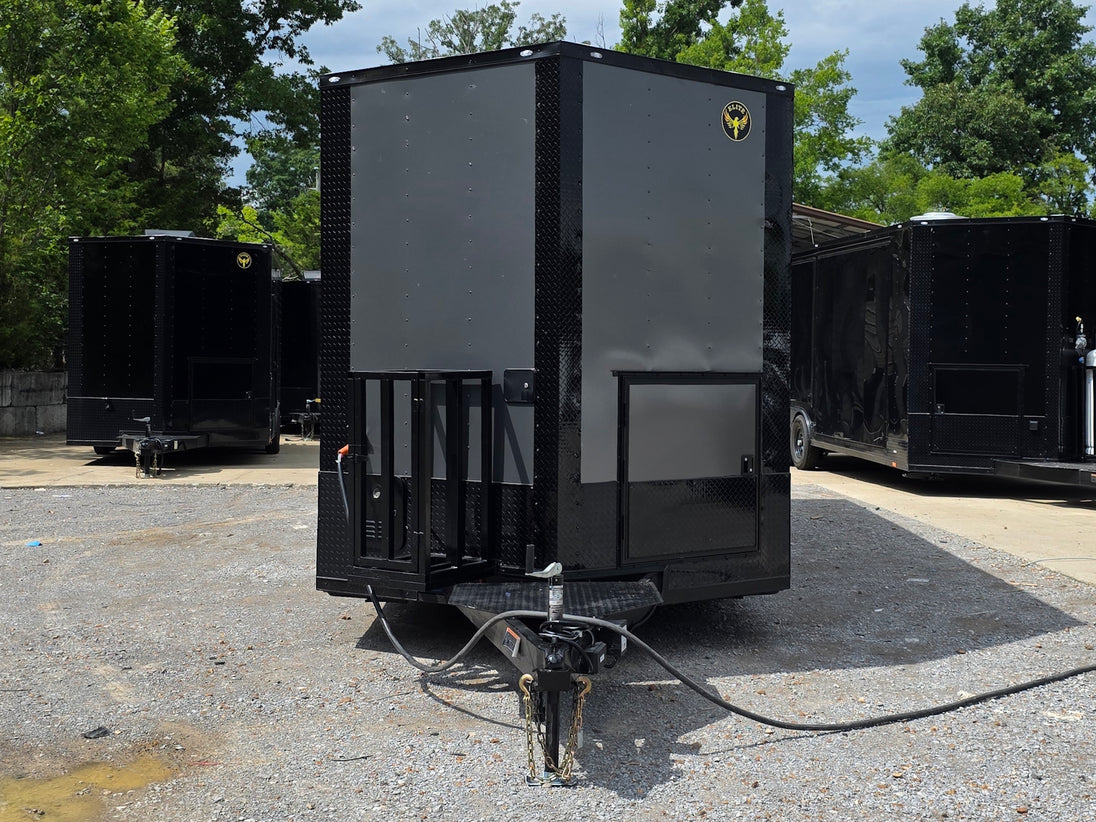 8.5' X 22' Concession Trailer Charcoal Grey and Black Two Tone Food Event Catering Front side picture 