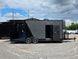 8.5' X 22' Concession Trailer Charcoal Grey and Black Two Tone Food Event Catering Open left side picture 
