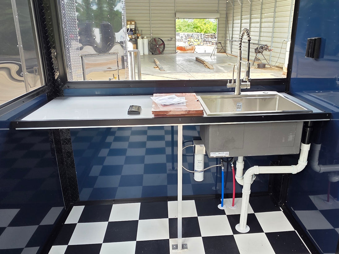8.5' X 22' Concession Trailer Charcoal Grey and Black Two Tone Food Event Catering Porch sink picture 