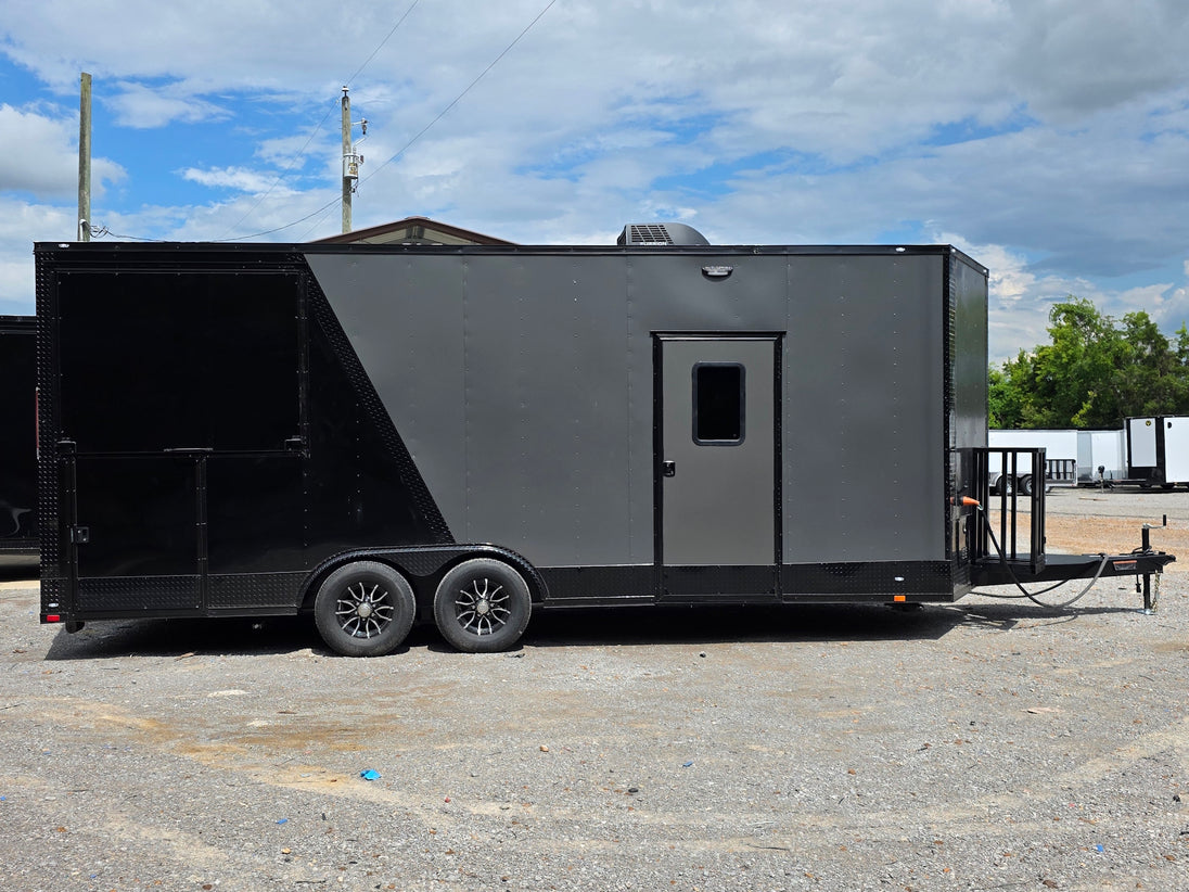 8.5' X 22' Concession Trailer Charcoal Grey and Black Two Tone Food Event Catering left side picture 