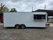 8.5' X 22' White Custom Concession Trailer Food Event Catering Passenger Side Concession Window Up 