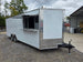 8.5' X 22' White Custom Concession Trailer Food Event Catering Passenger Side Front Corner Concession Window Up