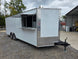 8.5' X 22' White Custom Concession Trailer Food Event Catering Passenger Side Front Corner Concession Window Up