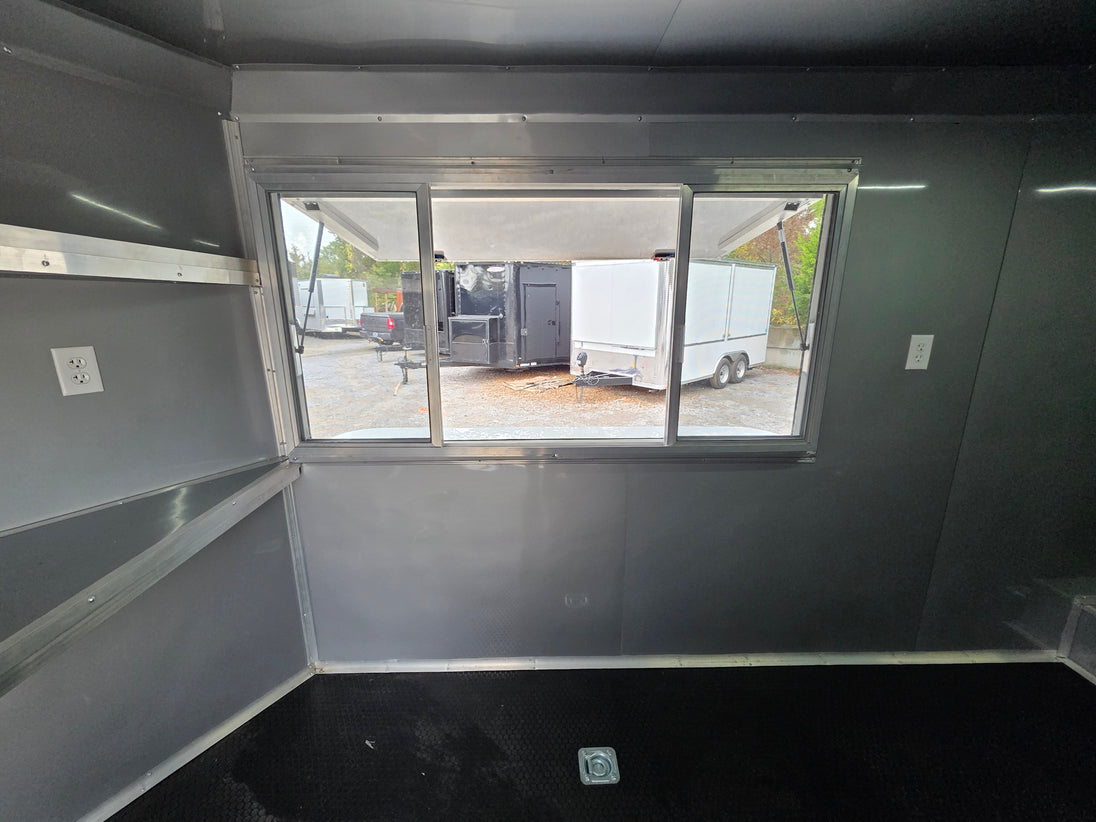 8.5' X 22' White Custom Concession Trailer Food Event Catering Interior Image 2