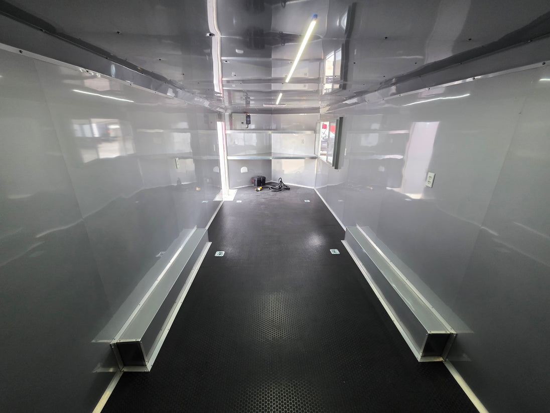 8.5' X 22' White Custom Concession Trailer Food Event Catering Interior Image 5