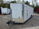 8.5' X 22' White Custom Concession Trailer Food Event Catering Drivers Side Front Corner 