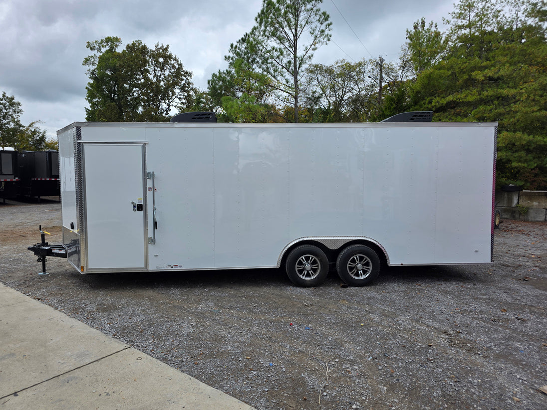 8.5' X 22' White Custom Concession Trailer Food Event Catering Drivers Side 