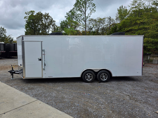 8.5' X 22' White Custom Concession Trailer Food Event Catering Drivers Side 