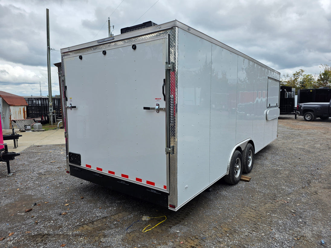 8.5' X 22' White Custom Concession Trailer Food Event Catering Passenger Side Rear