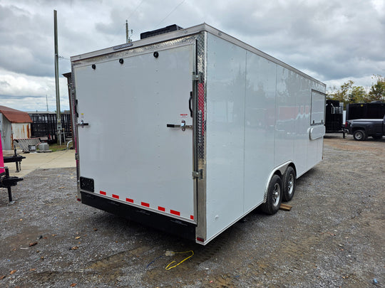 8.5' X 22' White Custom Concession Trailer Food Event Catering Passenger Side Rear