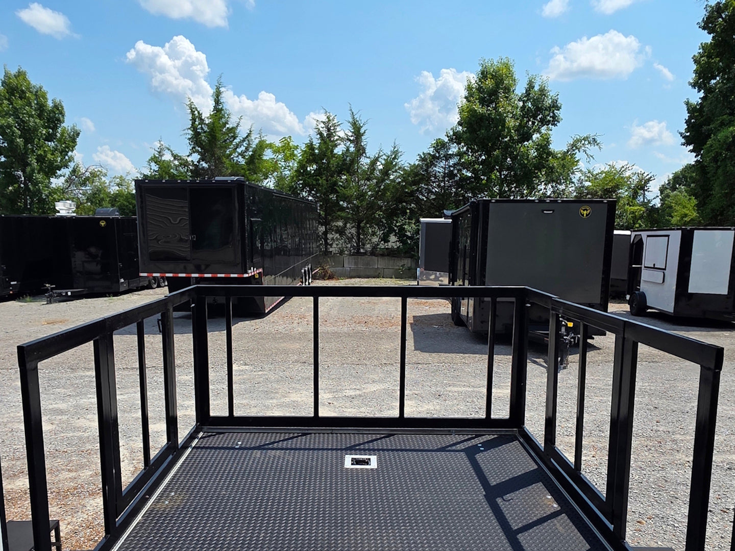 8.5' X 24' Black Custom Enclosed Trailer For Marketing and Showcase Events Back porch front side picture 