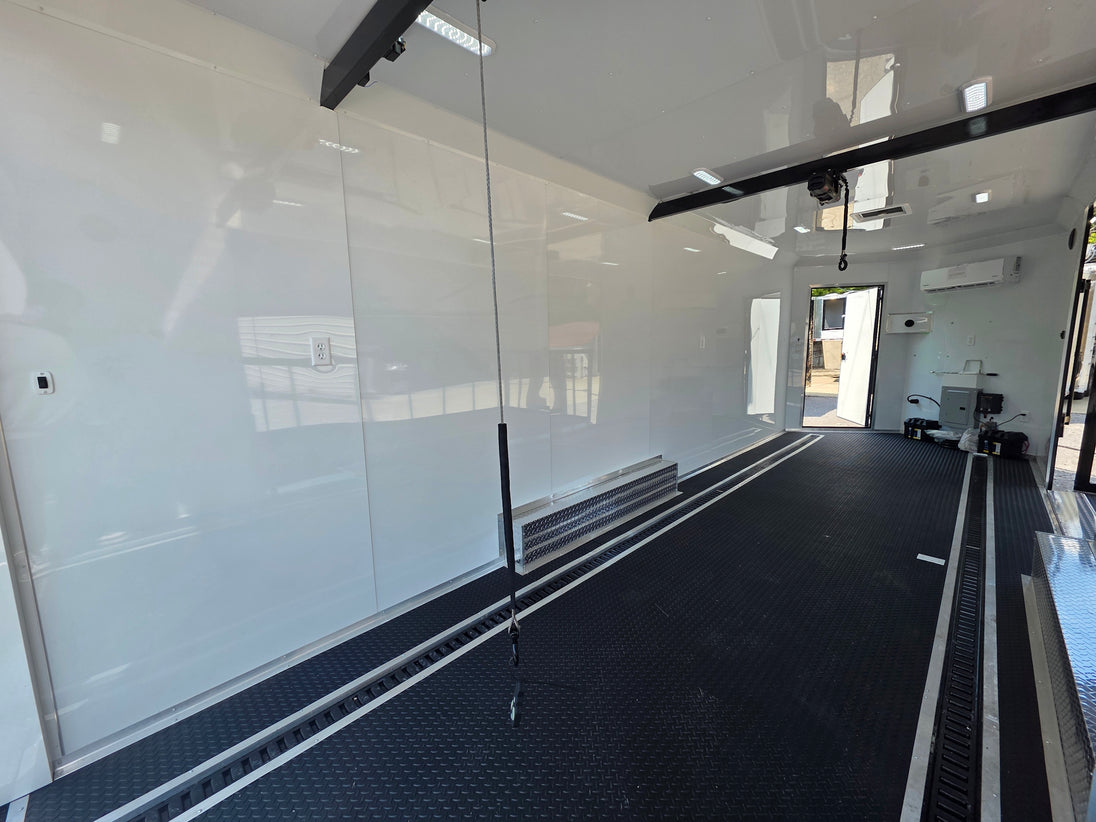8.5' X 24' Black Custom Enclosed Trailer For Marketing and Showcase Events Interior back right angle picture 