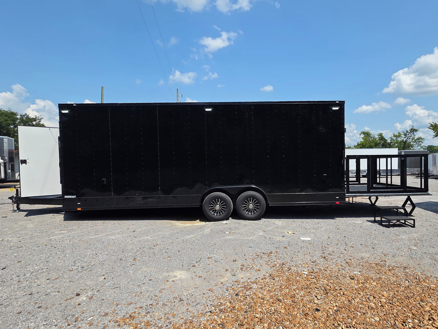 8.5' X 24' Black Custom Enclosed Trailer For Marketing and Showcase Events Open right side picture 