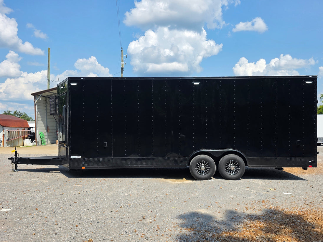 8.5' X 24' Black Custom Enclosed Trailer For Marketing and Showcase Events Right side picture 