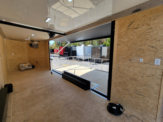 8.5' X 24' Cobalt Blue Stage & Event Marketing Concession Trailer Interior Image 1