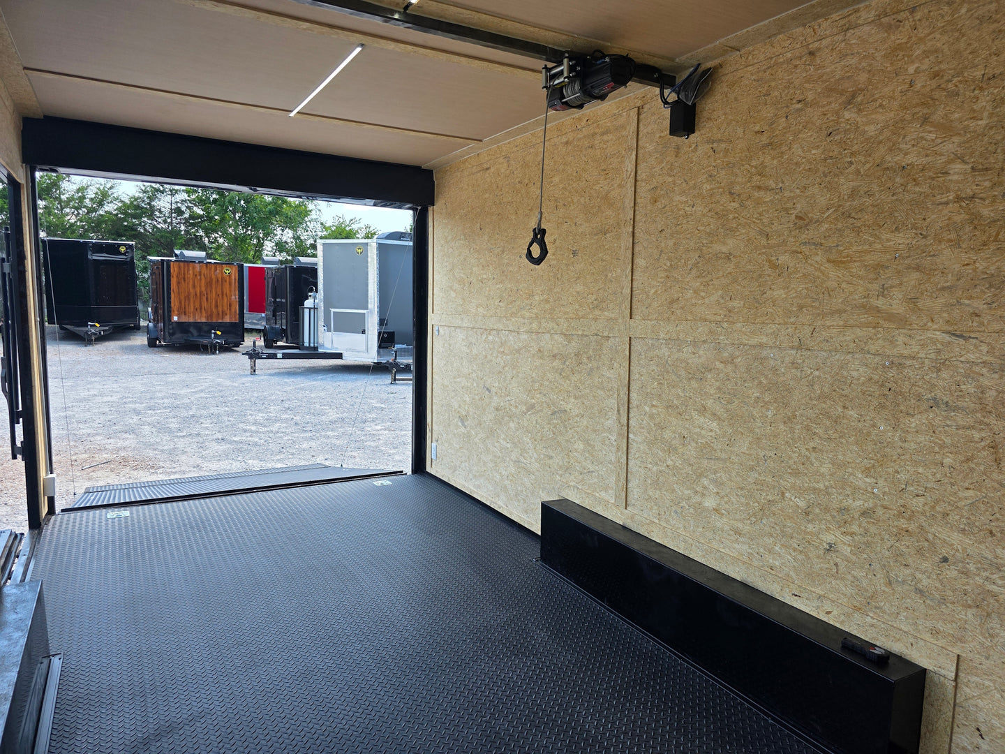 8.5' X 24' Concession Trailer Cobalt Blue With Black Out Trim Stage and Event Marketing Interior front left angle picture 